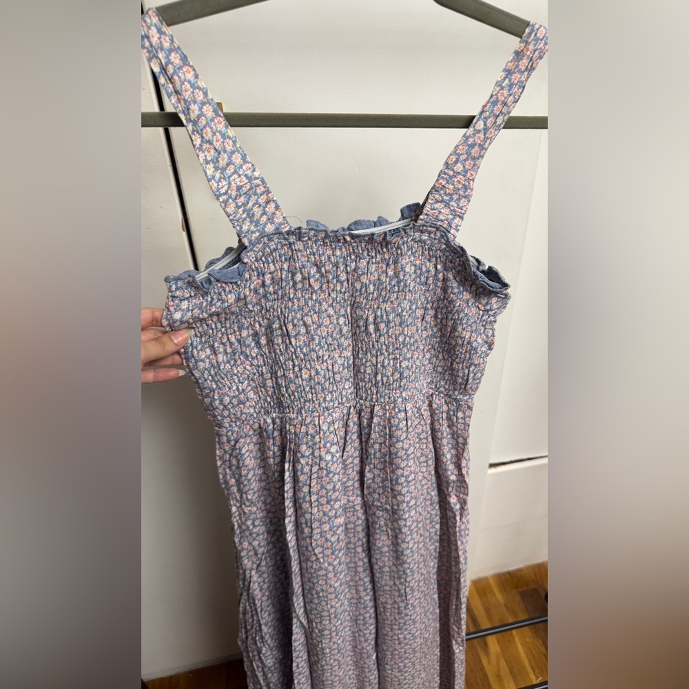 Smocked Floral Maxi Dress in Light Blue and Pink - Picture 5 of 5